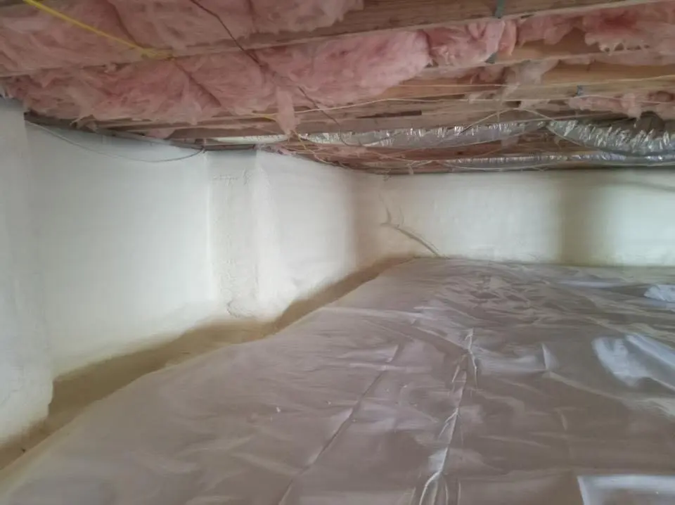 Crawl space encapsulation with closed-cell spray foam for Commercial Roof Restoration in Nutley